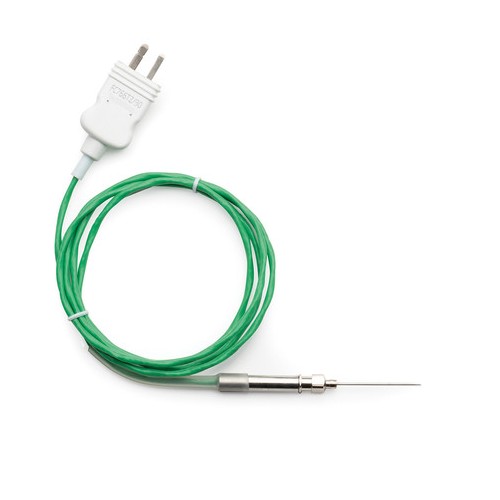 Sonda termopar tipo K cable recto con aislamiento de PTFE (teflón), punta biselada Ø 1 mm